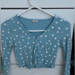 Cotton on light blue floral long sleeve button